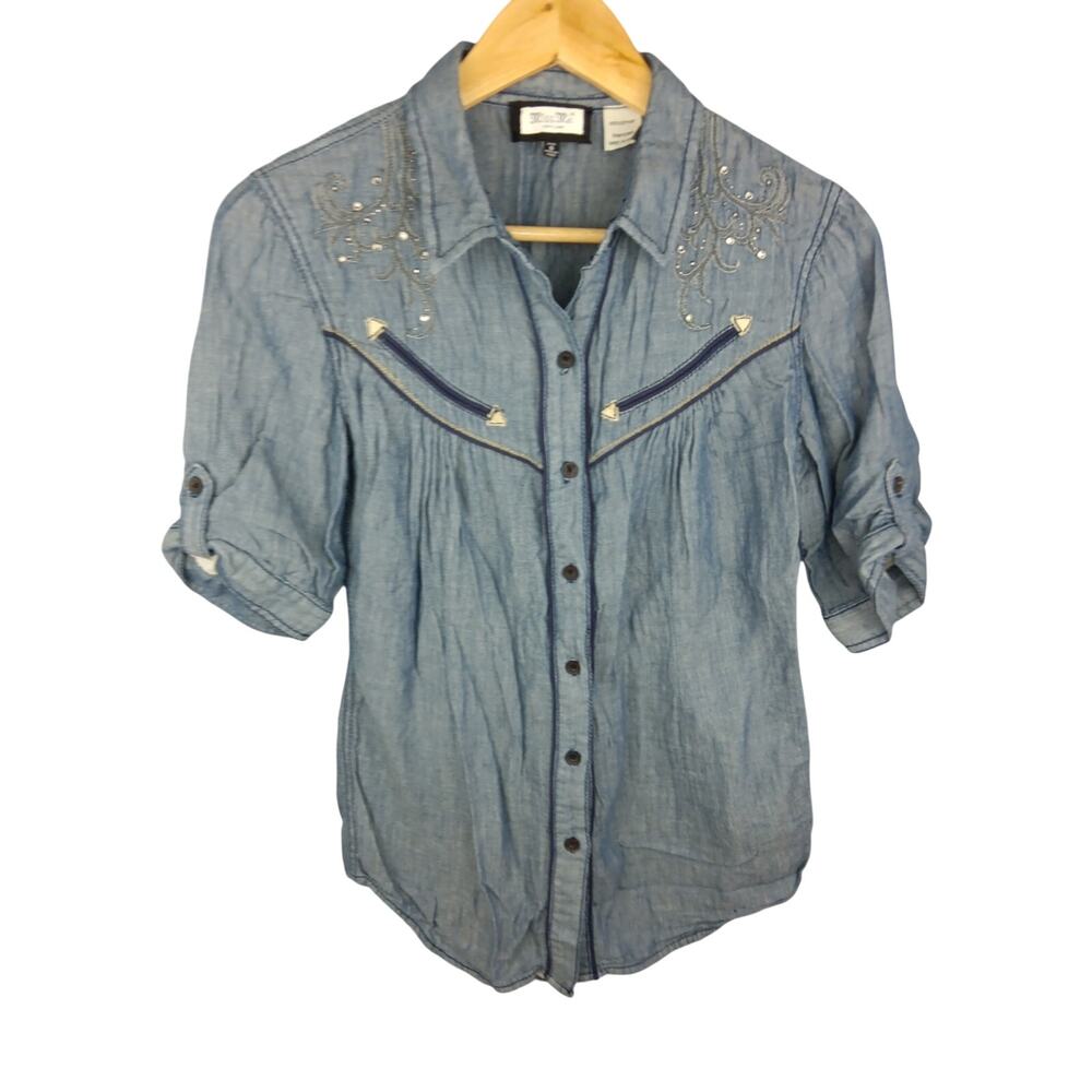 Miss Me Light Blue Chambray Shirt